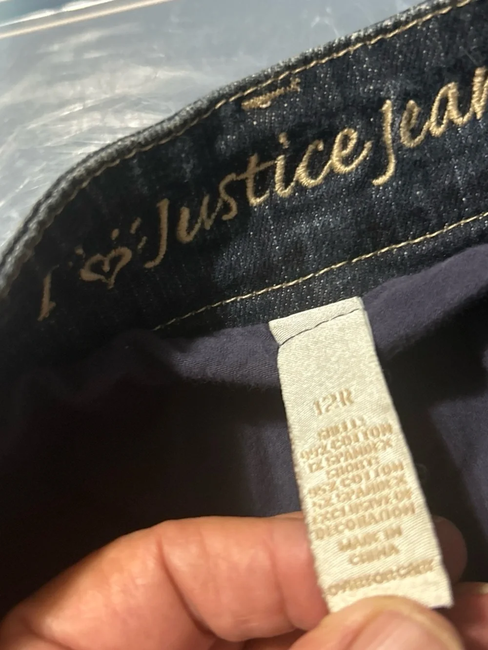 Justice Dark Blue Denim Pleated Skirt with Heart Detail